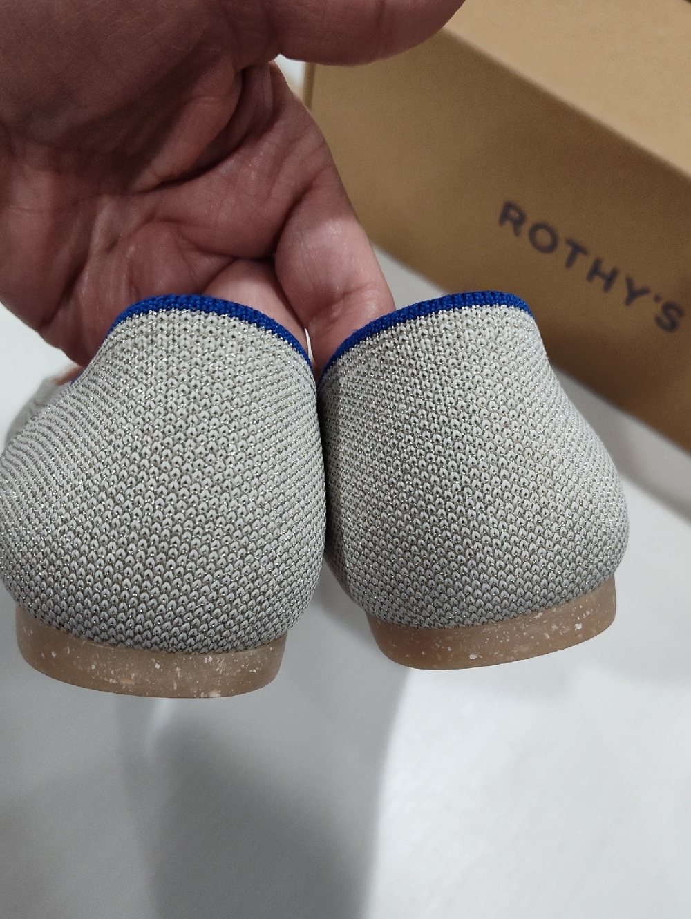 Rothy's The Point Diamond Metallic Flats In Size 9 New In Box - Picture 7 of 12